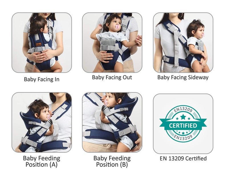 1st Step 6 in 1 Baby Carrier with 6 Carry Positions, Lumbar Support, for 4 to 18 Months Baby, Max Weight Up to 14 Kgs (Teal Blue) - Image 2