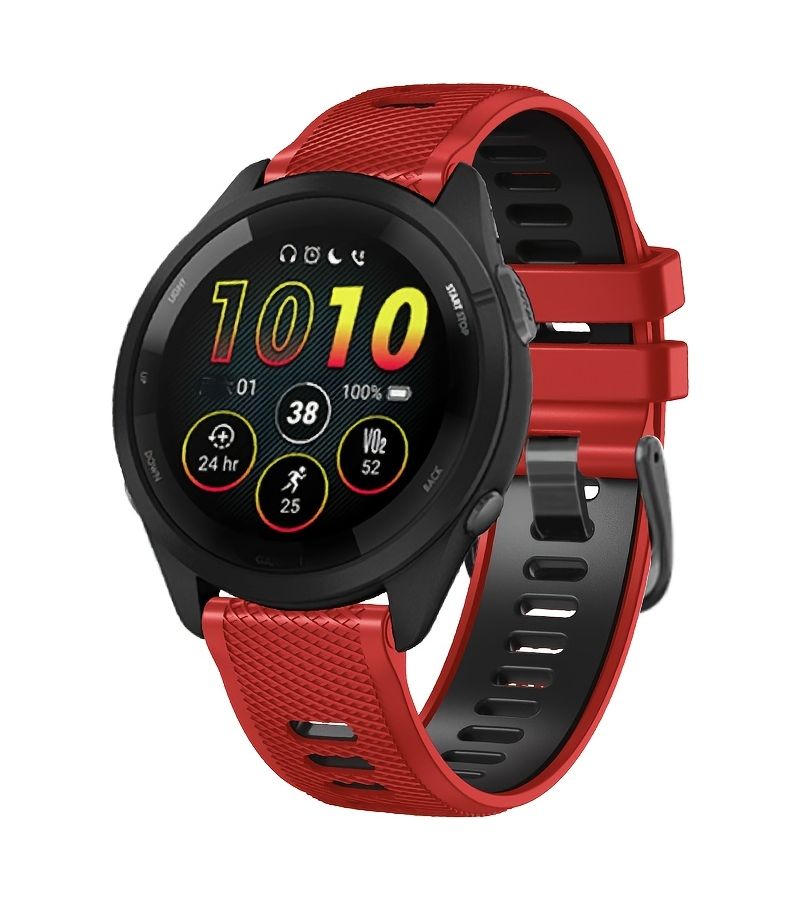 حزام ساعة رياضي سيليكون 22 مم رمادي فاتح مع أحمر لساعة Garmin Forerunner - Image 5