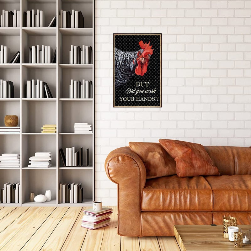 Flyhaw Funny Chicken Coop Metal Tin Sign But Did You Wash Your Hands Ranch Retro Rooster Signs Garage Kitchen Wall Plaque Home Wall Decor Farm Club Iron Painting Poster 8x12 Inch - Image 4