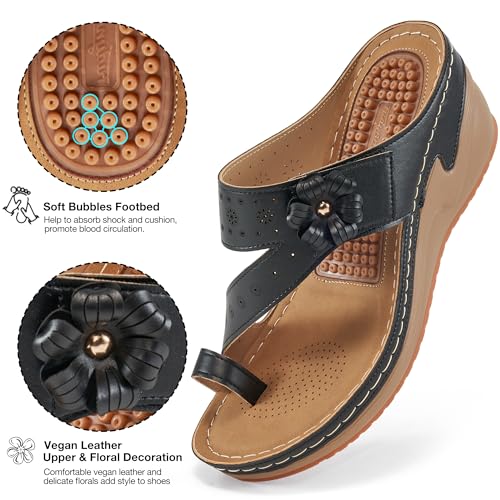 FUDYNMALC Sandals Women Wedge Shoes: Comfortable Womens Orthopedic Sandal Dressy Summer Flip Flops Fashion Walking Wedges with Adjustable - Image 4