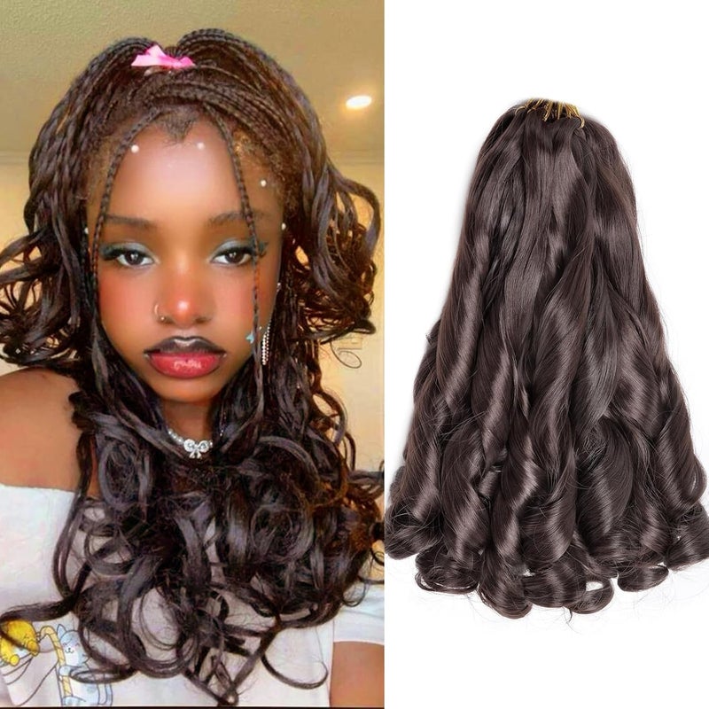 FALEMEI French Curly Braiding Hair 16 Inch 8 Packs - Pre Stretched Bouncy Braiding Hair- Loose Wavy Synthetic Hair Extensions for Black Women (16 inch 8 packs, 4#) - Image 1