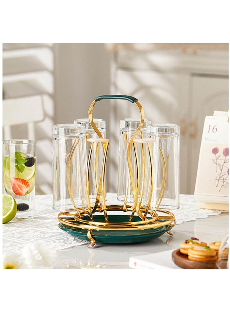 Excefore Metal Mug Tree Holder Stand for Counter 6 Hooks Coffee Cup Display Hanger Rack Organizer Coffee Mug Cup Rack Dishes Organizer for Kitchen Cabinet Cafe Golden - Image 4