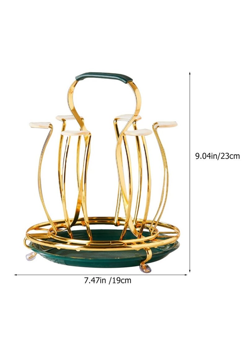 Excefore Metal Mug Tree Holder Stand for Counter 6 Hooks Coffee Cup Display Hanger Rack Organizer Coffee Mug Cup Rack Dishes Organizer for Kitchen Cabinet Cafe Golden - Image 2