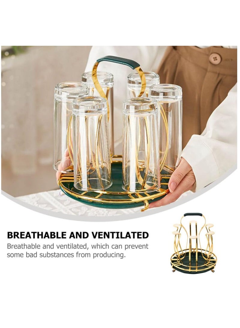 Excefore Metal Mug Tree Holder Stand for Counter 6 Hooks Coffee Cup Display Hanger Rack Organizer Coffee Mug Cup Rack Dishes Organizer for Kitchen Cabinet Cafe Golden - Image 3