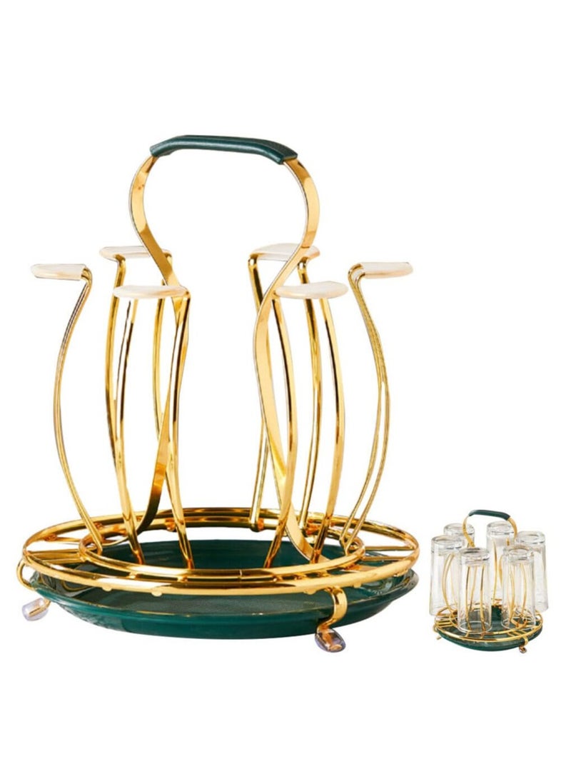 Excefore Metal Mug Tree Holder Stand for Counter 6 Hooks Coffee Cup Display Hanger Rack Organizer Coffee Mug Cup Rack Dishes Organizer for Kitchen Cabinet Cafe Golden - Image 1