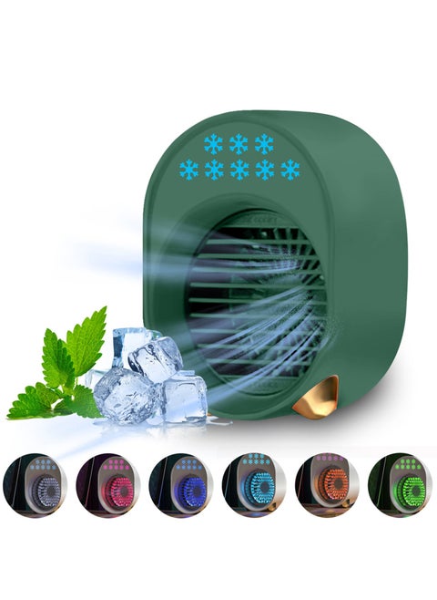 Portable Air Conditioner Rechargeable Cooler Fan 3600mah Battery Operated with Function Cooling Humidifier Filtration 3 Speeds Colorful Night Light