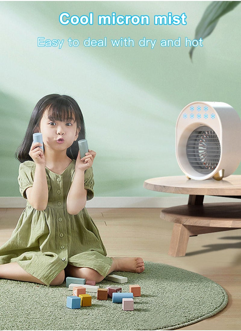 Portable Air Conditioner Rechargeable Cooler Fan 3600mah Battery Operated with Function Cooling Humidifier Filtration 3 Speeds Colorful Night Light