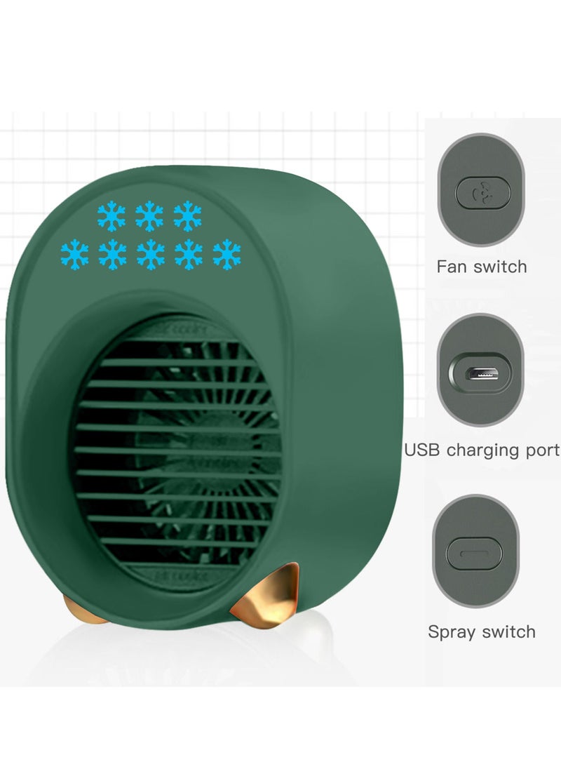 Portable Air Conditioner Rechargeable Cooler Fan 3600mah Battery Operated with Function Cooling Humidifier Filtration 3 Speeds Colorful Night Light