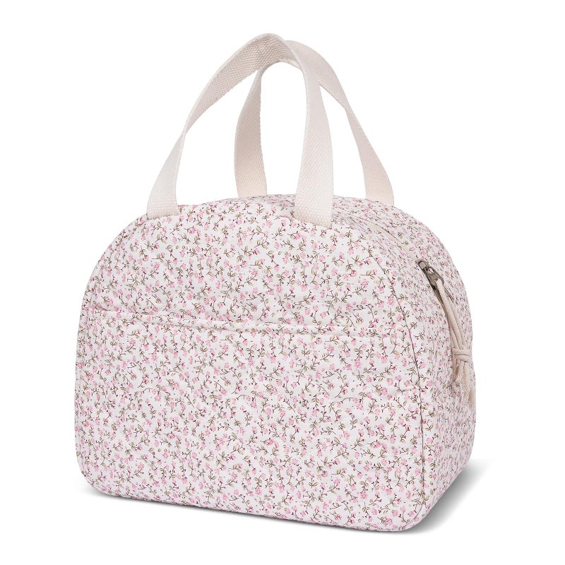 honitty Lunch Box for Women,Insulated Lunch Bags,Cute Quilted Lunch Tote Bag,Large Capacity Cooler Bag with Compartments for Picnics(Crushed Flower) - Image 1