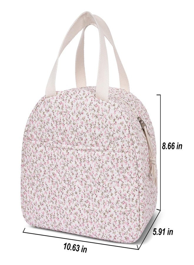honitty Lunch Box for Women,Insulated Lunch Bags,Cute Quilted Lunch Tote Bag,Large Capacity Cooler Bag with Compartments for Picnics(Crushed Flower) - Image 2