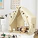 MORITECK Kids Play Tent with Padded Mat Star LED Lights for Ages 4810 Year Old Girls Boys Large Cute Indoor Play Room House Tent for Toddler Children Beige - Image 4
