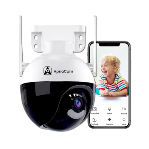 ApnaCam 1080p Full HD Outdoor PTZ Wi-Fi Camera | Two-Way Audio | Color Night Vision Camera | Alarm | Motion Alert | SD Card Support | 352° Pan & Tilt | Outdoor Security Camera - Image 1
