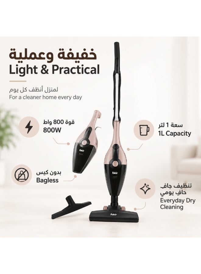 Fakir 2-in-1 Corded Stick Vacuum Cleaner, 800W, 1L, Beige - Image 4