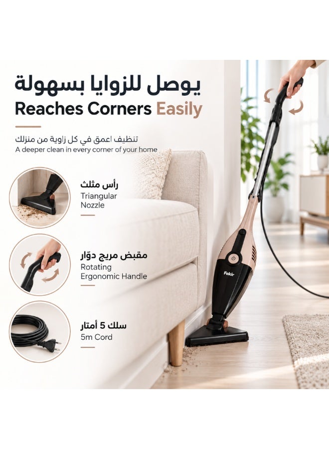 Fakir 2-in-1 Corded Stick Vacuum Cleaner, 800W, 1L, Beige - Image 3