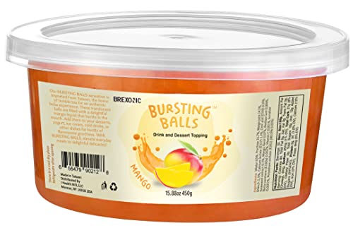 BREXONIC Mango Boba Pearls, Mango Popping Boba Bursting Boba, Mango Bubble Tapioca Pearls For Bubble Tea (Mango, 1 LB Pack of 1) - Image 1