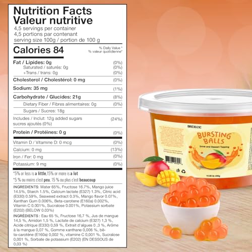 BREXONIC Mango Boba Pearls, Mango Popping Boba Bursting Boba, Mango Bubble Tapioca Pearls For Bubble Tea (Mango, 1 LB Pack of 1) - Image 3