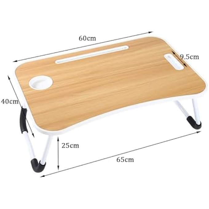 rayihni FOLDABLE LAPTOP TABLE, LAPTOP BED TRAY TABLE FOR BED, SOFA, DINNER BED PORTABLE BED TRAY WITH STURDY PORTABLE CUP HOLDER FOR EATING, WRITING, WORKING, WALNUT - Image 2