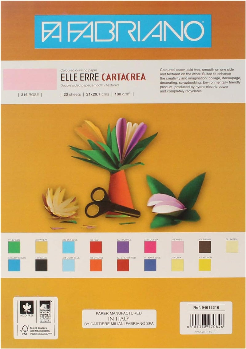Fabriano elle erre drawing papers elle erre, 21x29.7 cm - rose