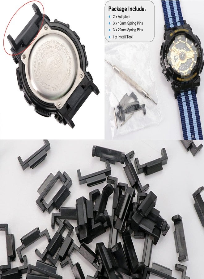 LIJINLAN Hard ABS Adapter Convert 16mm to 22mm Band Connection Adapter Fit for Casio G-Shock DW5600/GW5610/DW9052/GDF-100/GD110/GD120/GA100/GBX110 Accessory (ABS,Black) - Image 2