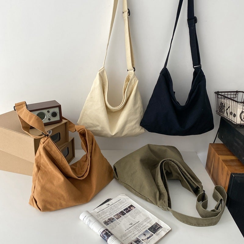 Ins Japanese Canvas Bag Shoulder Bag Crossbody Bag Retro Large Capacity Simple Student Mori Class Bag Tote Bag - Image 4