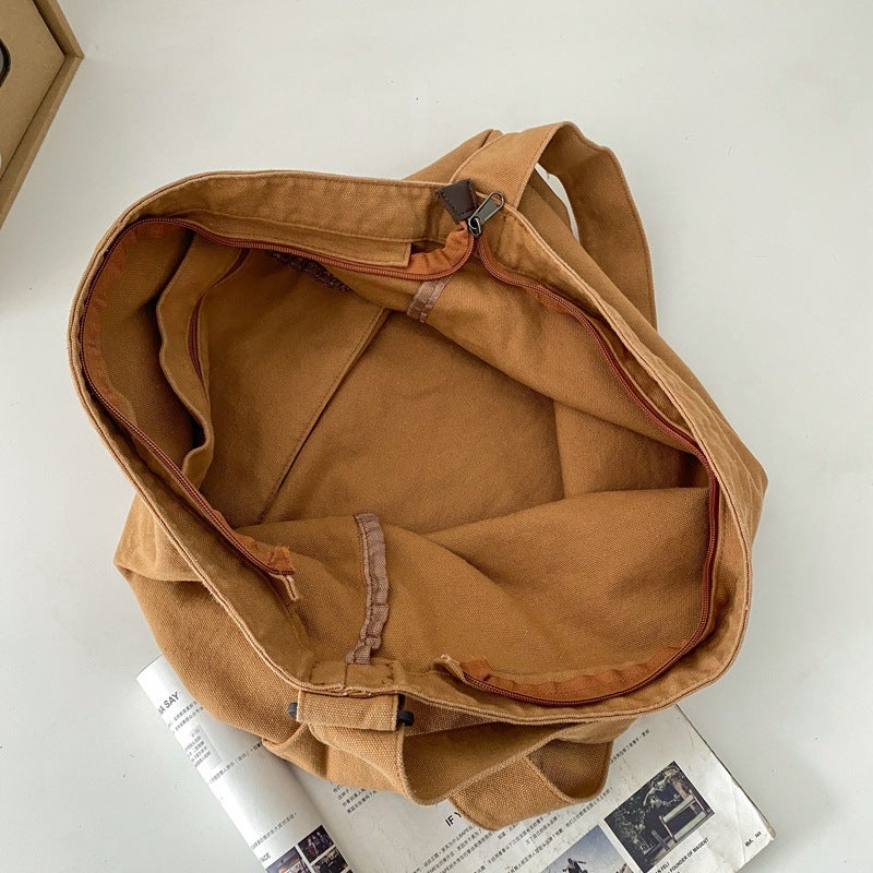 Ins Japanese Canvas Bag Shoulder Bag Crossbody Bag Retro Large Capacity Simple Student Mori Class Bag Tote Bag - Image 5