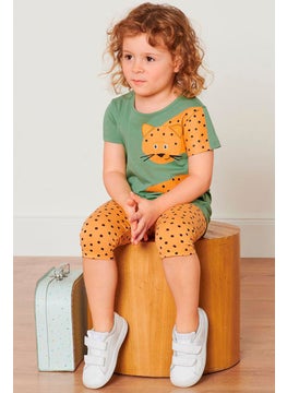 Tchibo Kids Girl 2 Pcs Printed T-Shirts, Olive/Pink  - Image 1