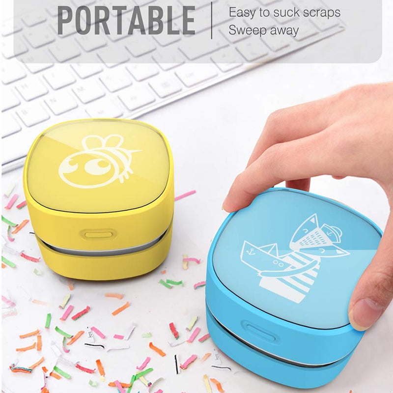 ODISTAR Desktop Vacuum Cleaner,Mini Table dust Sweeper Energy Saving,High Endurance up to 400 mins,Cordless&360º Rotatable for Cleaning Hairs,Crumbs,Computer Keyboard of Gifts for Kids (Pink) - Image 3