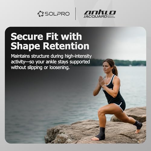 Solpro Anklo Jacquard Ankle Braces for Men & Women | Joint Stabiliser for All Sports, Gym & Rehab Workouts | Joint Pain Relief for Active Lifestyle Injury Recovery & Arthritis (Black/Dark Grey) - Image 5