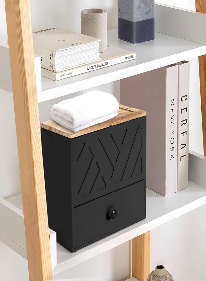 MROUEN Tampon Holder for Bathroom, Feminine Product Organizer with Lid and Drawer, Wooden Shark Week Pad Storage, Tampon Organizer for Toilet Tank Countertop Decor, Girl Stuff Box Toilet Bathroom Accessories - Image 3
