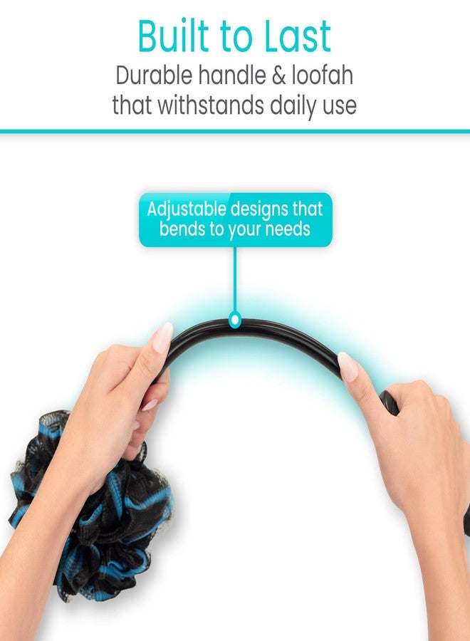 Vive Bendable Loofah on a Stick with Long Handle - Body Exfoliator Luffa & Long Handled Sponge - Back Scrubber & Bath Brush Lufa for Shower, Women, Men, Elderly - Handheld Loofa & Wall Hook Included - Image 3