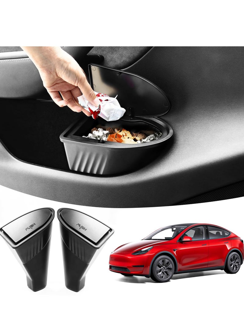 SYOSI 2PCS Trash Can for Tesla Model Y Car Door Garbage Can Trash Bin with Cover Side Door Storage Box Organizer On the Rear Door Organizer Garbage Can Bin Original Car Mold Practical and Nice Black - Image 1