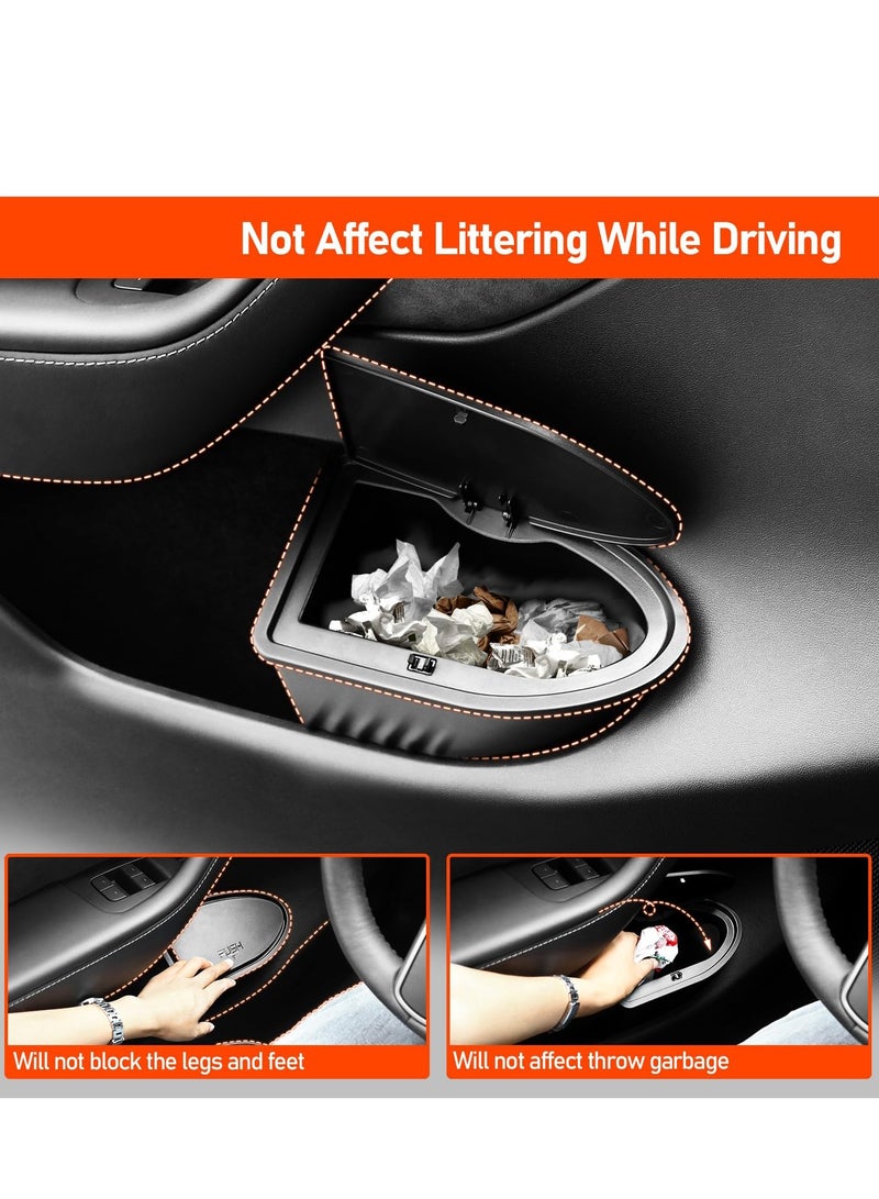 SYOSI 2PCS Trash Can for Tesla Model Y Car Door Garbage Can Trash Bin with Cover Side Door Storage Box Organizer On the Rear Door Organizer Garbage Can Bin Original Car Mold Practical and Nice Black - Image 4