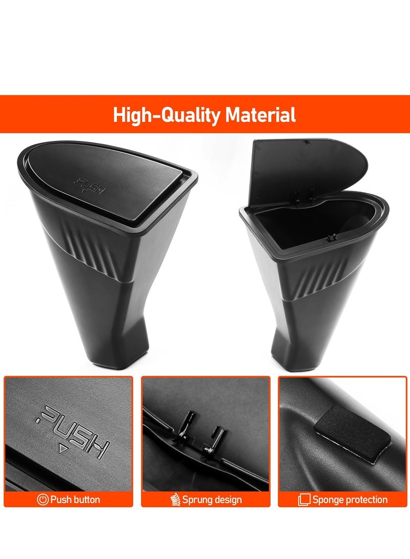SYOSI 2PCS Trash Can for Tesla Model Y Car Door Garbage Can Trash Bin with Cover Side Door Storage Box Organizer On the Rear Door Organizer Garbage Can Bin Original Car Mold Practical and Nice Black - Image 2