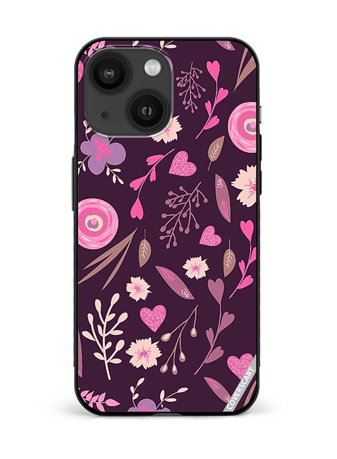 COVERSCART Protective Case Cover For Apple iPhone 13 Purple Floral Design Multicolour