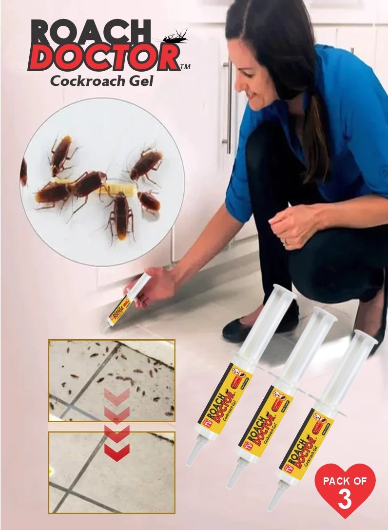 Roach Doctor Syringe Gel Bait - Target Ants & Cockroaches Effectively Pack Of 3