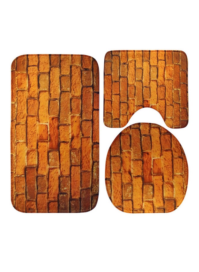 DEXI 3-Piece Bath Mat Accessory Set Orange/Brown