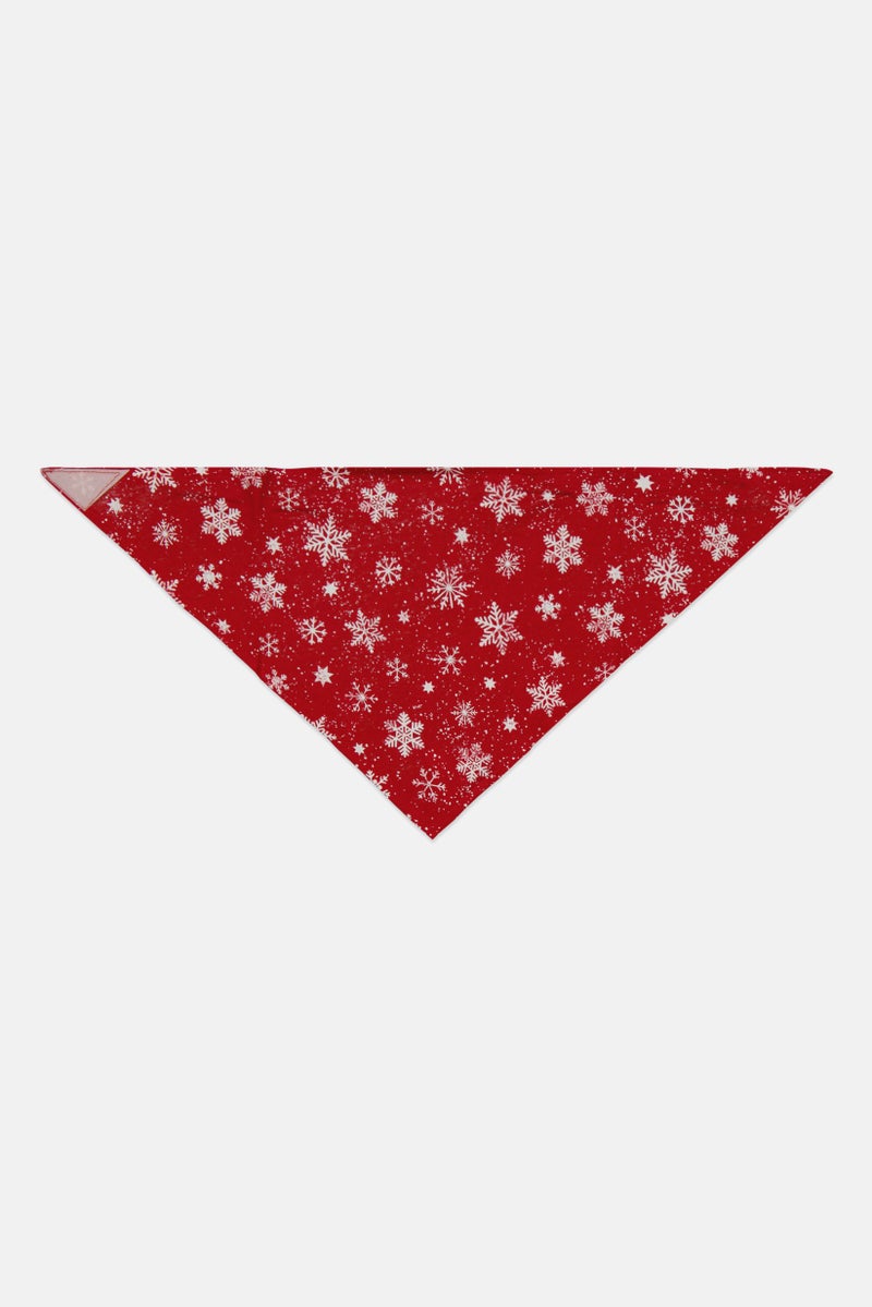 Family PJs Allover Printed Merry Snowflake Dogs Bandana, Red - Image 3