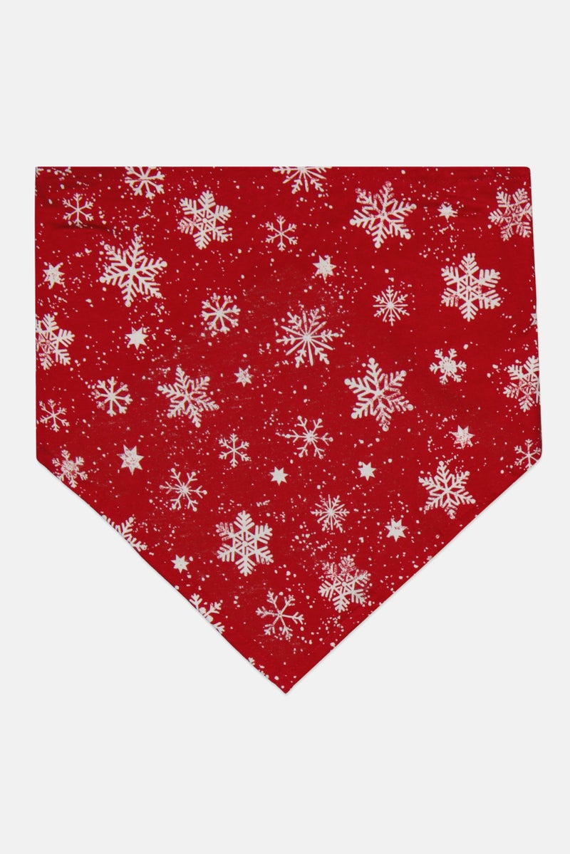 Family PJs Allover Printed Merry Snowflake Dogs Bandana, Red - Image 1