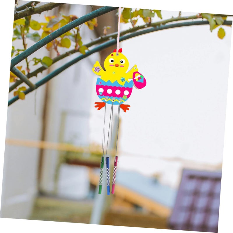 Easter Wind Chime Craft Kit Unfinished with Chick Rods Ribbons for Spring Decor - Image 4