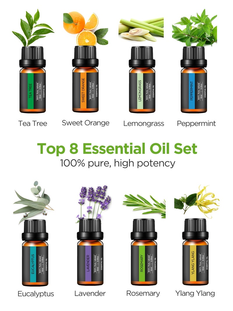 InnoGear Aromatherapy Diffuser & 8 Essential Oils Set, 300ml Premium 5-in-1 Ultrasonic Essential Oil Diffusers Scent Humidifier Aroma Diffuser Vaporizer Auto-Off Timer for Room Office Home, Yellow - Image 5