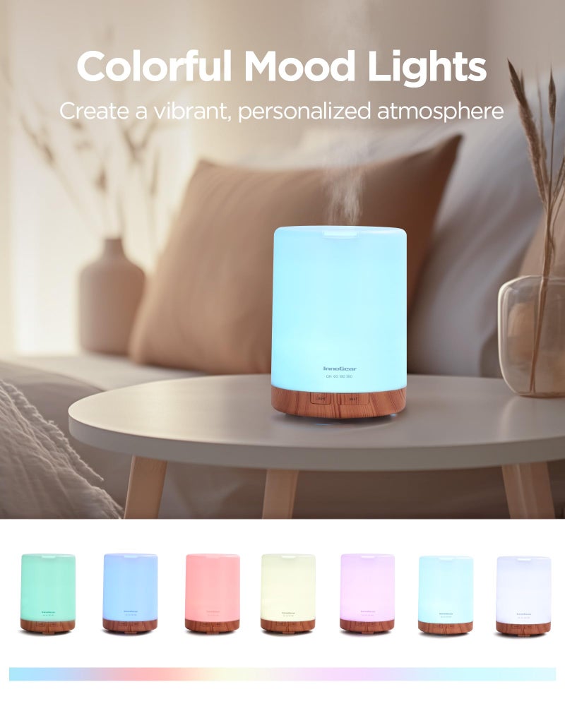 InnoGear Aromatherapy Diffuser & 8 Essential Oils Set, 300ml Premium 5-in-1 Ultrasonic Essential Oil Diffusers Scent Humidifier Aroma Diffuser Vaporizer Auto-Off Timer for Room Office Home, Yellow - Image 4