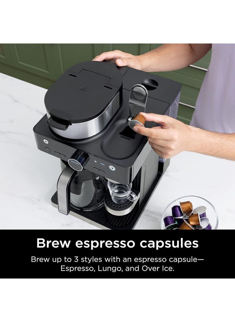 Ninja Ninja Espresso  Coffee Maker  Barista System 3 Espresso Brew Styles SingleServe Coffee  Nespresso Capsule Compatible Builtin Frother Espresso Cappuccino  Latte Maker Black CFN601  - Image 3