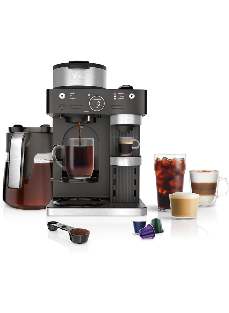 Ninja Ninja Espresso  Coffee Maker  Barista System 3 Espresso Brew Styles SingleServe Coffee  Nespresso Capsule Compatible Builtin Frother Espresso Cappuccino  Latte Maker Black CFN601  - Image 1