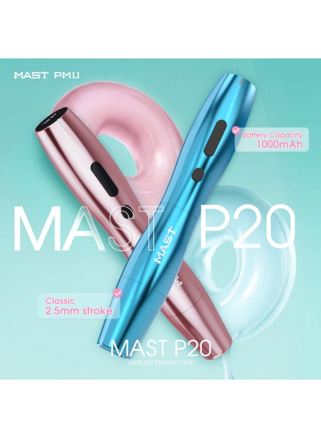 Mast Tattoo Machine and Needles Mast P20 Wireless Tattoo Pen Machine Silver – Professional PMU Machine with 2.5mm Stroke | Cordless Rotary Tattoo Pen for Permanent Makeup, Eyebrow Tattoo, Lip Blush, Eyeliner, Cosmetic Tattoo, SPMU & Small Tattoos - Image 2