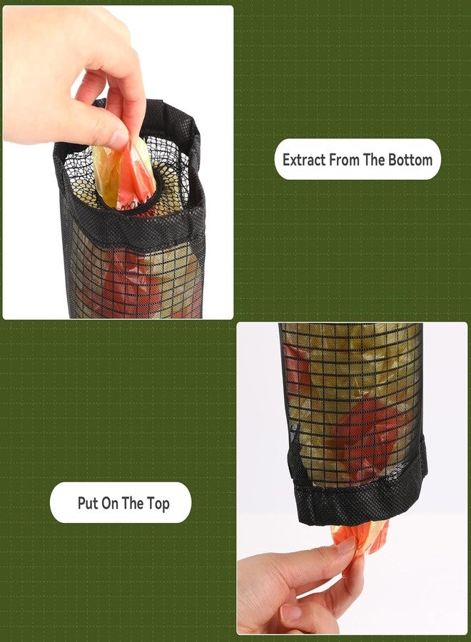BEYOND BASIC Polyester Grocery Bag Holder Plastic Dispenser Foldable Breathable Washable Hanging Mesh Garbage Bag Organizer for Kitchen Plastic Bag Storage (Multicolour) (Pack of 2) - Image 4