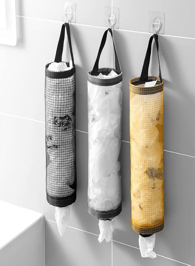 BEYOND BASIC Polyester Grocery Bag Holder Plastic Dispenser Foldable Breathable Washable Hanging Mesh Garbage Bag Organizer for Kitchen Plastic Bag Storage (Multicolour) (Pack of 2) - Image 2