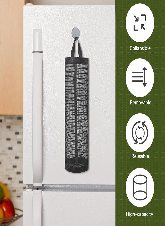BEYOND BASIC Polyester Grocery Bag Holder Plastic Dispenser Foldable Breathable Washable Hanging Mesh Garbage Bag Organizer for Kitchen Plastic Bag Storage (Multicolour) (Pack of 2) - Image 5