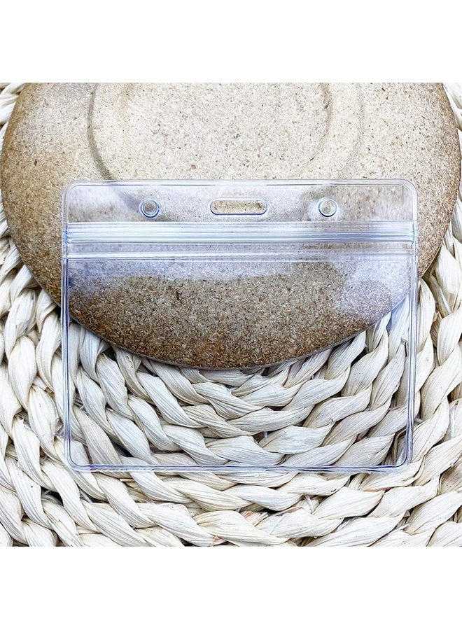 حامل شارة أفقي محكم الإغلاق مقاوم للماء مصنوع من البلاستيك الشفاف لحمل بطاقات الهوية (30 قطعة) - Image 4