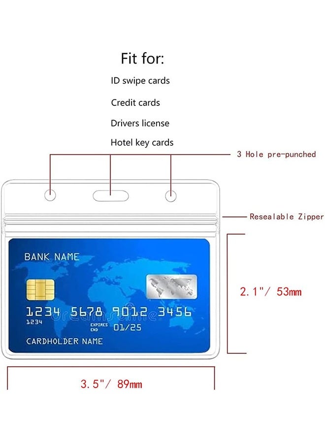 حامل شارة أفقي محكم الإغلاق مقاوم للماء مصنوع من البلاستيك الشفاف لحمل بطاقات الهوية (30 قطعة) - Image 2