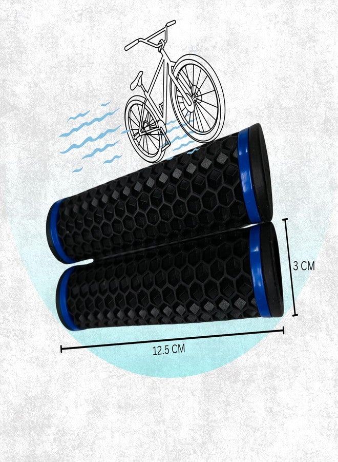 Elysian Cycling Anti-Slip Bicycle Handle Grips (Black) 12cm Wave Design Pattern | Handlebar Grips for Mountain Bicycle BMX MTB - Image 2